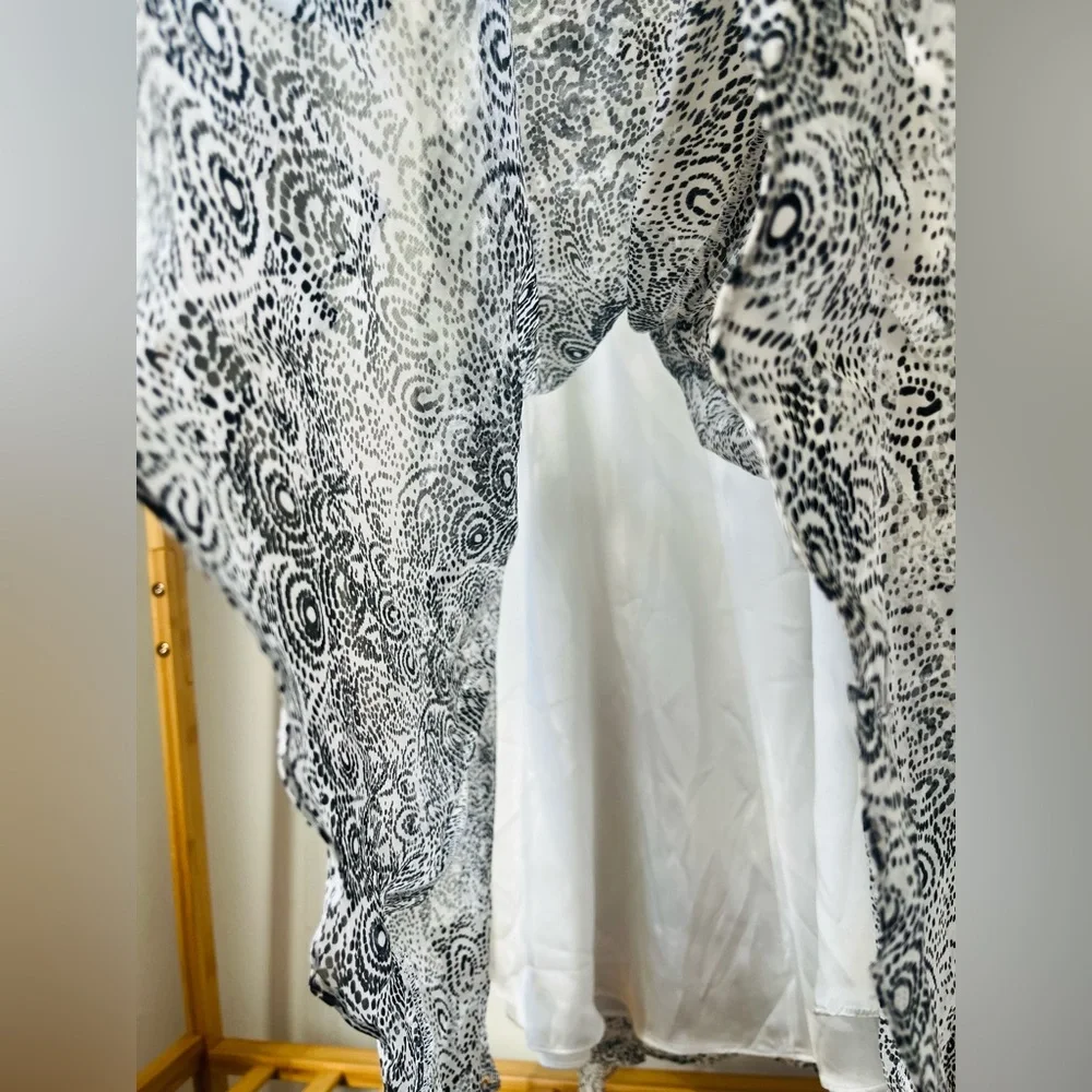 Y2k Arden B Silk Silver & White Scarf Tie Dress NWT